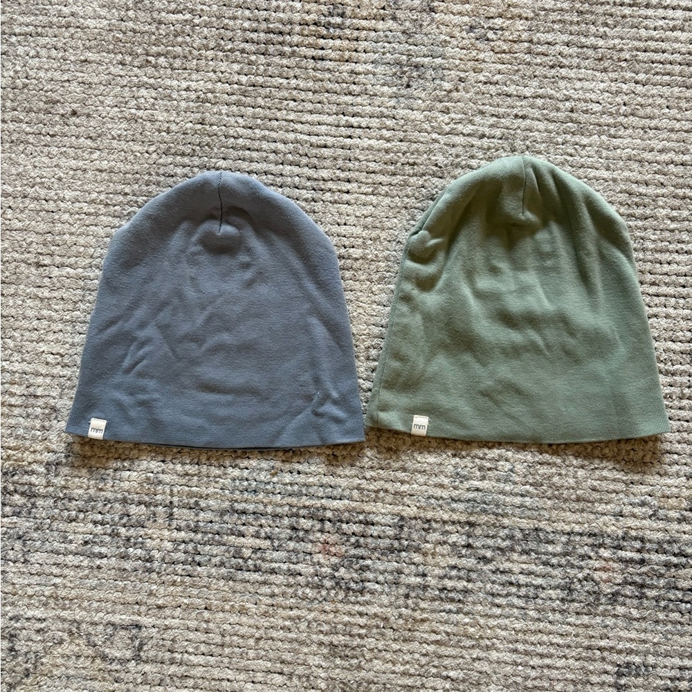 Mini Mioche - Toddler Blue and Green Beanie Set - fits 12-36m